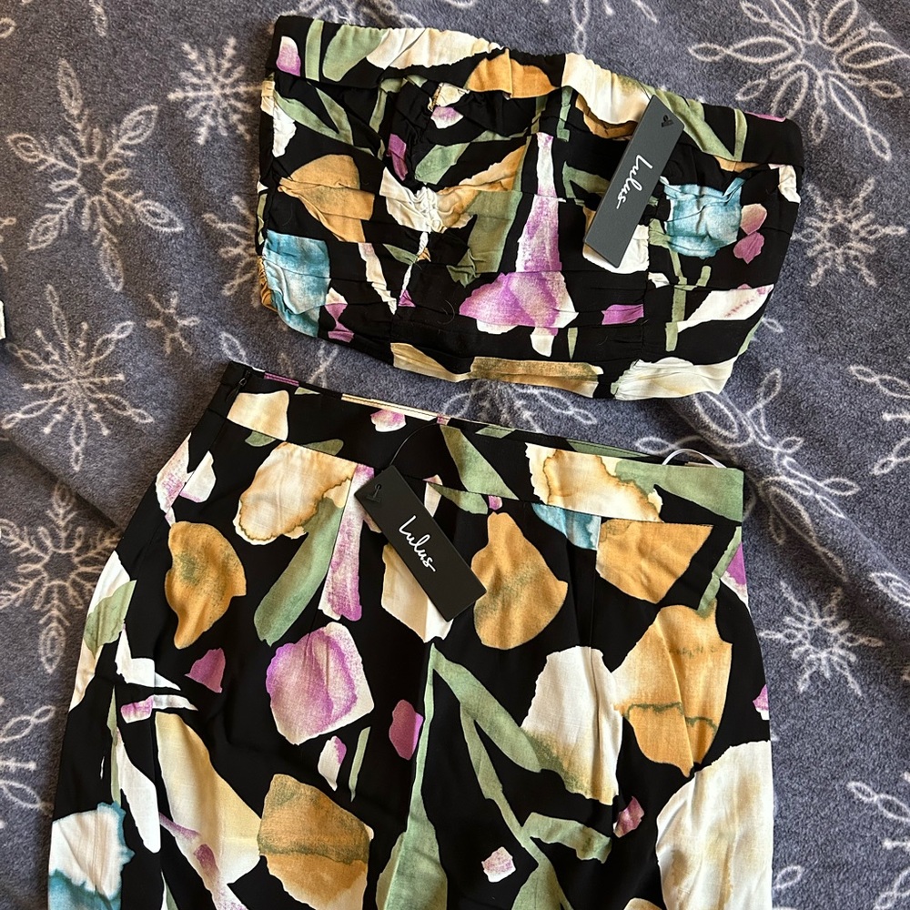 Lulus Super Bloom Black Floral Print set